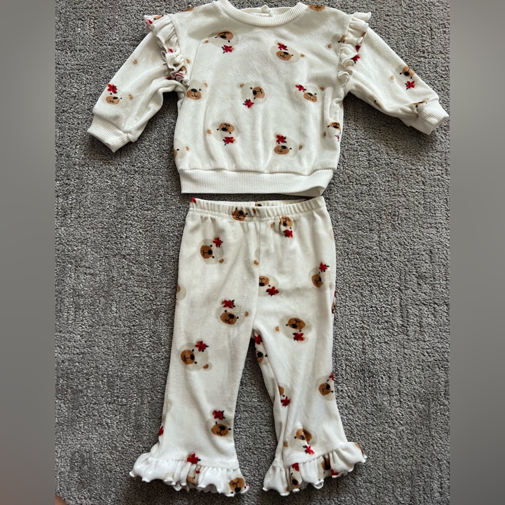 Baby girl velvet winter outfit